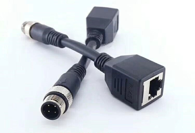 M12 4芯D行公头转RJ45母口