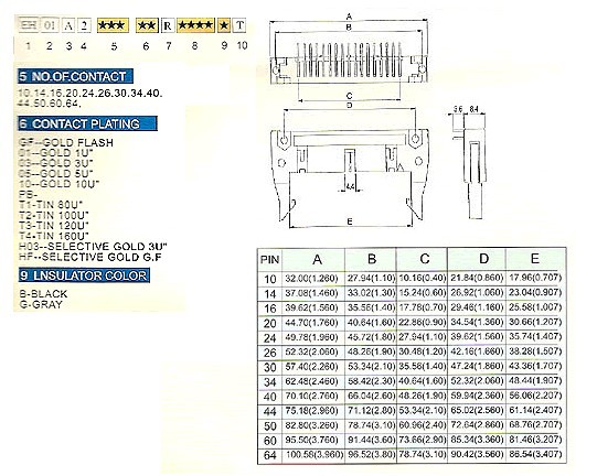 2.54mm EH01A2系列 排母 / 排针