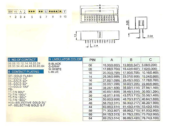 2.54mm BH01A2系列 排母 / 排针